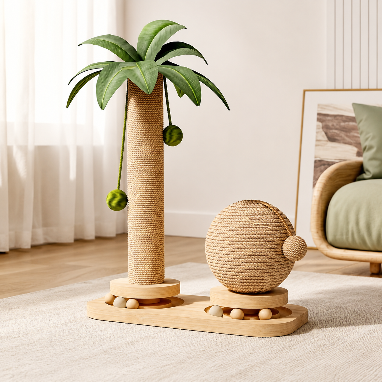 Coconut Tree Cat Scratcher with Sisal Scratching Post
