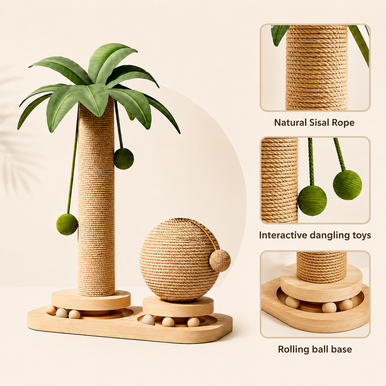 Coconut Tree Cat Scratcher with Sisal Scratching Post