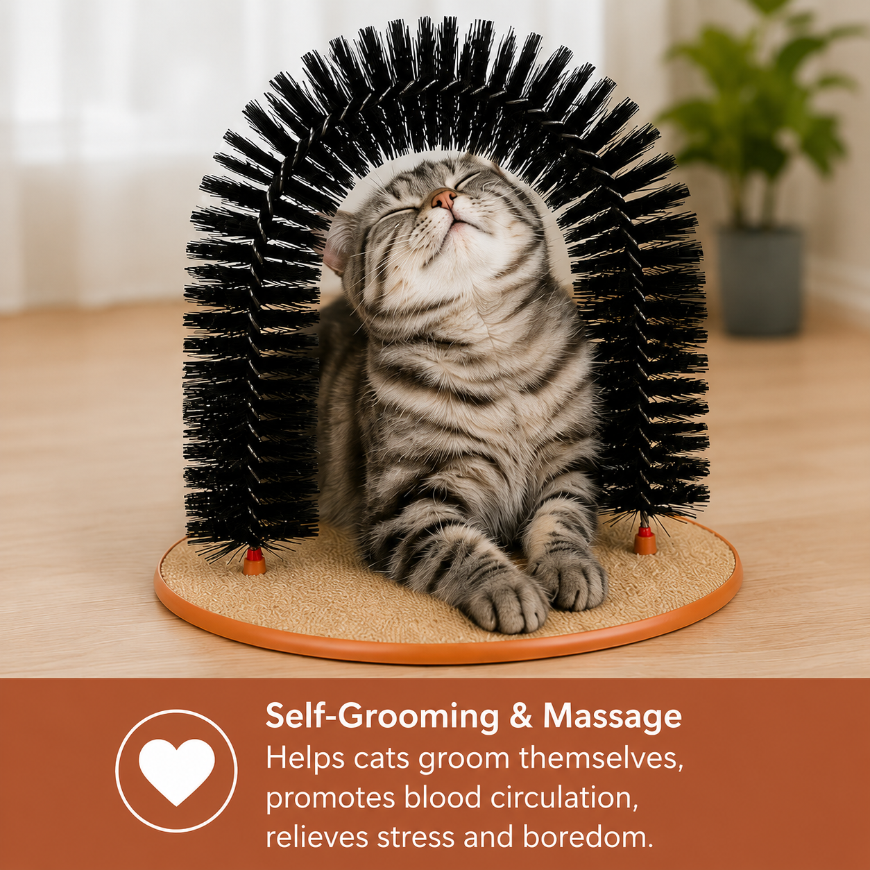 Cat Grooming and Massage Arch with Scratcher