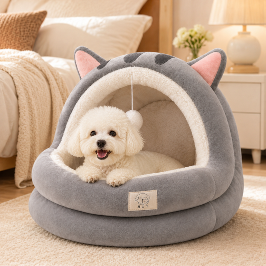 Cozy Semi-Enclosed Cat and Small Dog Bed