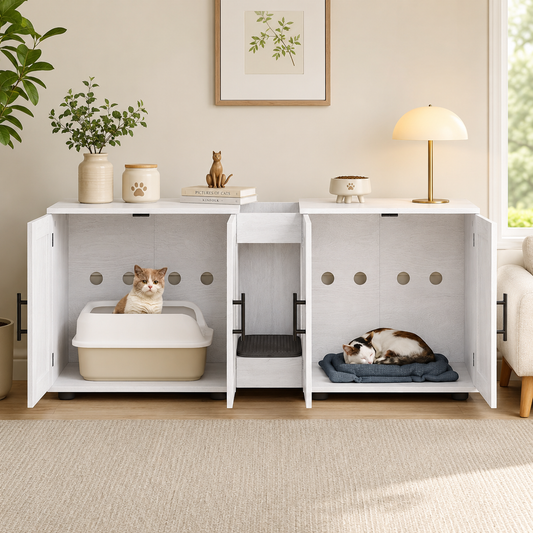 Double Cat Litter Box Enclosure