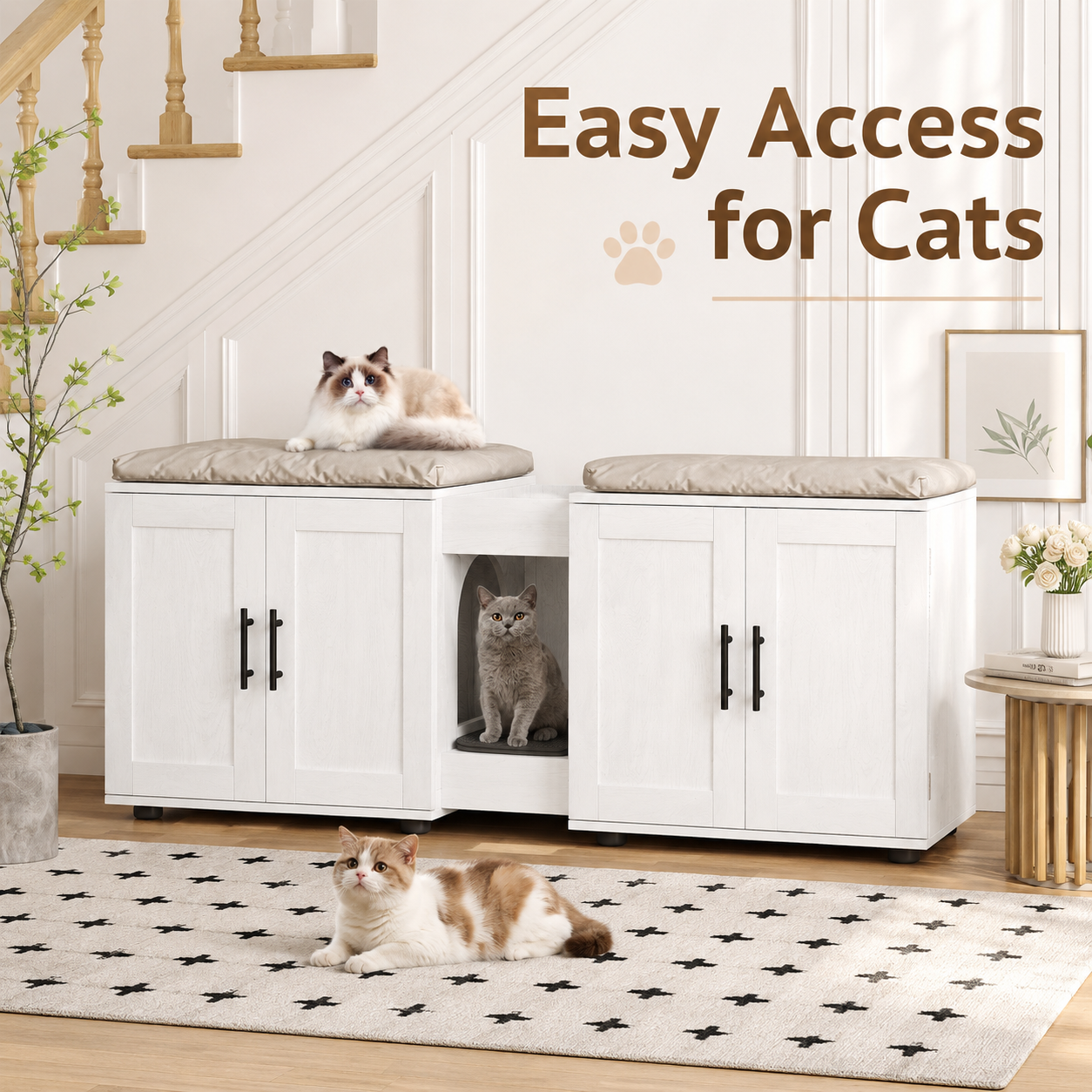 Double Cat Litter Box Enclosure