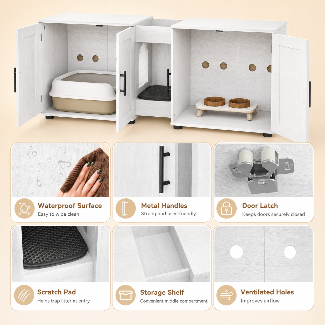 Double Cat Litter Box Enclosure