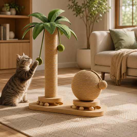 Coconut Tree Cat Scratcher with Sisal Scratching Post