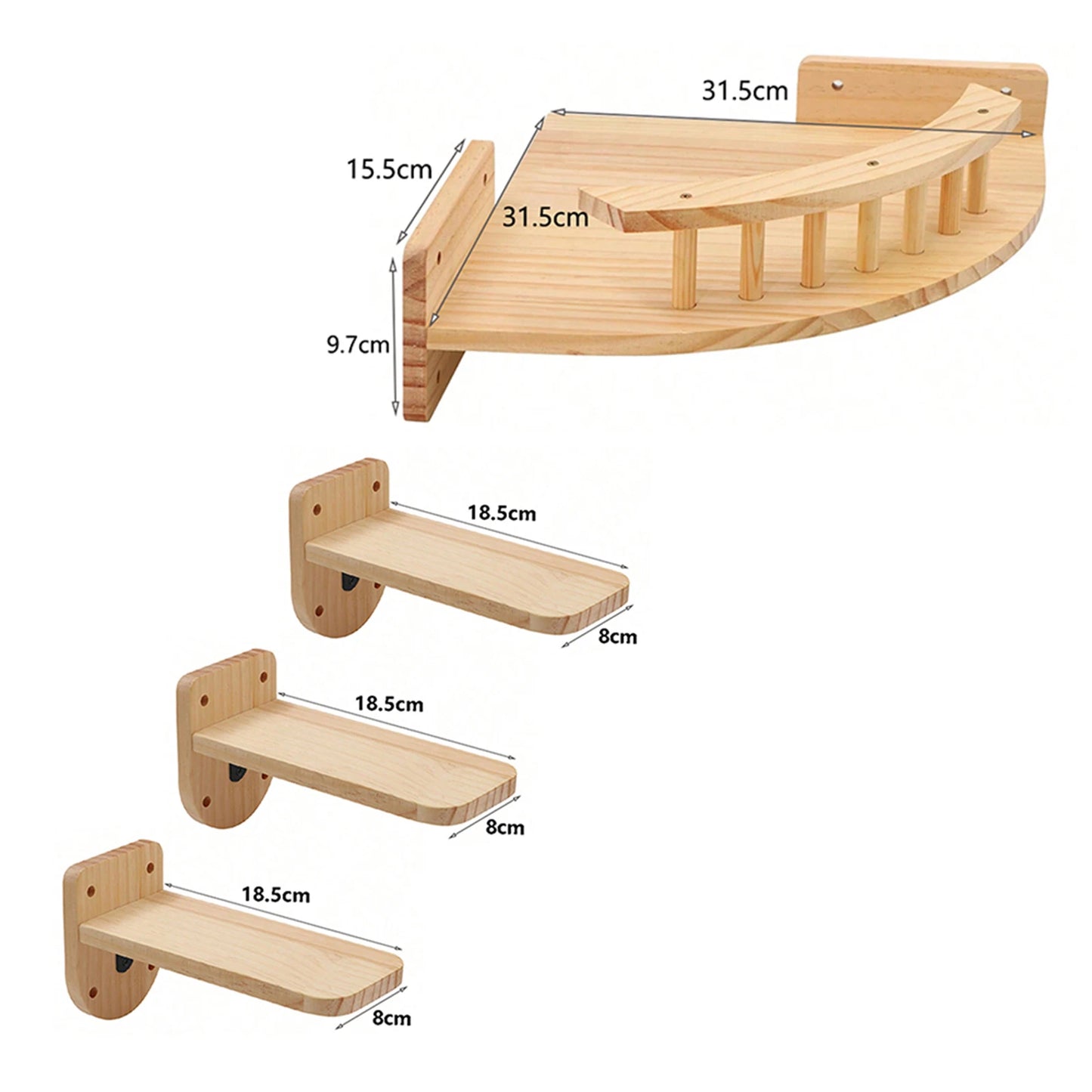 Modular Wall-Mounted Cat Playground with Hammock and Scratching Post