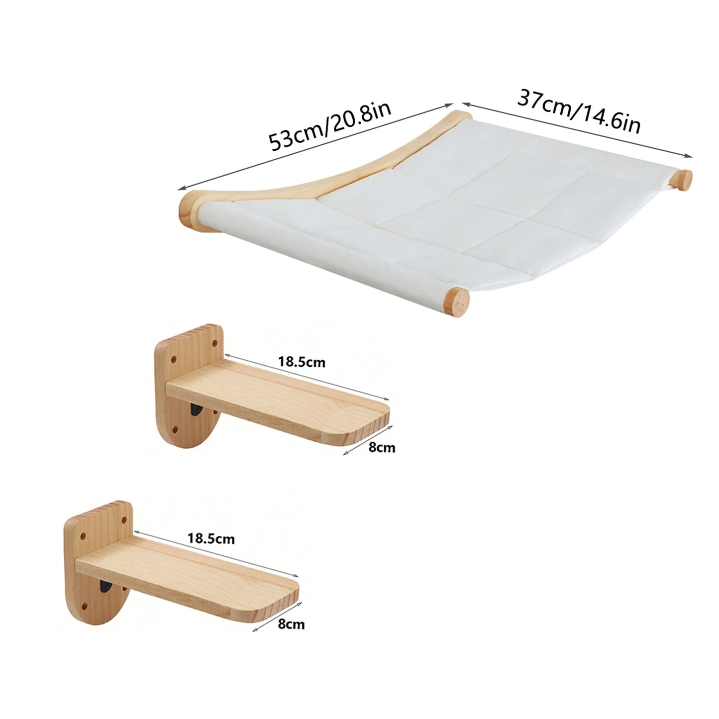 Modular Wall-Mounted Cat Playground with Hammock and Scratching Post