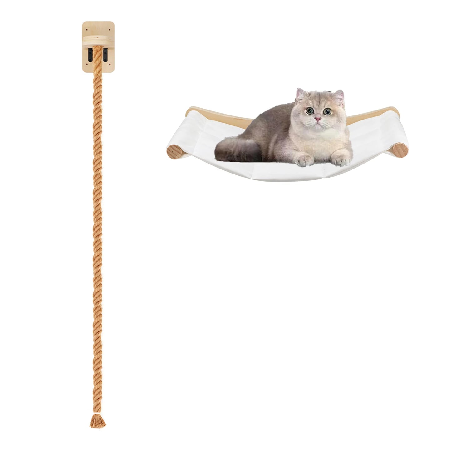 Modular Wall-Mounted Cat Playground with Hammock and Scratching Post